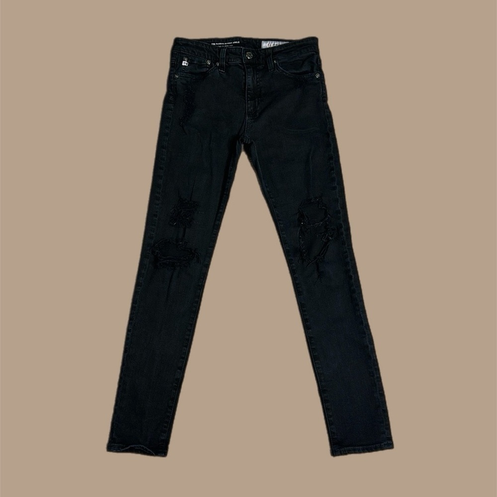 Ag Adriano Goldschmied The Farrah High-Rise Skinny Ankle Jeans Black Sz 26R